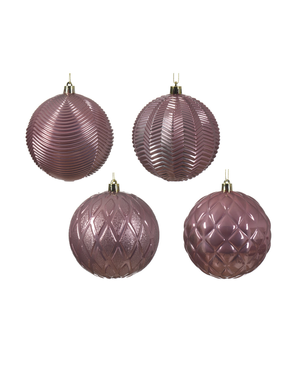 Homesmiths Decoris 10Cm Baubles Shatterproof Shiny Velvet Pink Assorted 1 Piece
