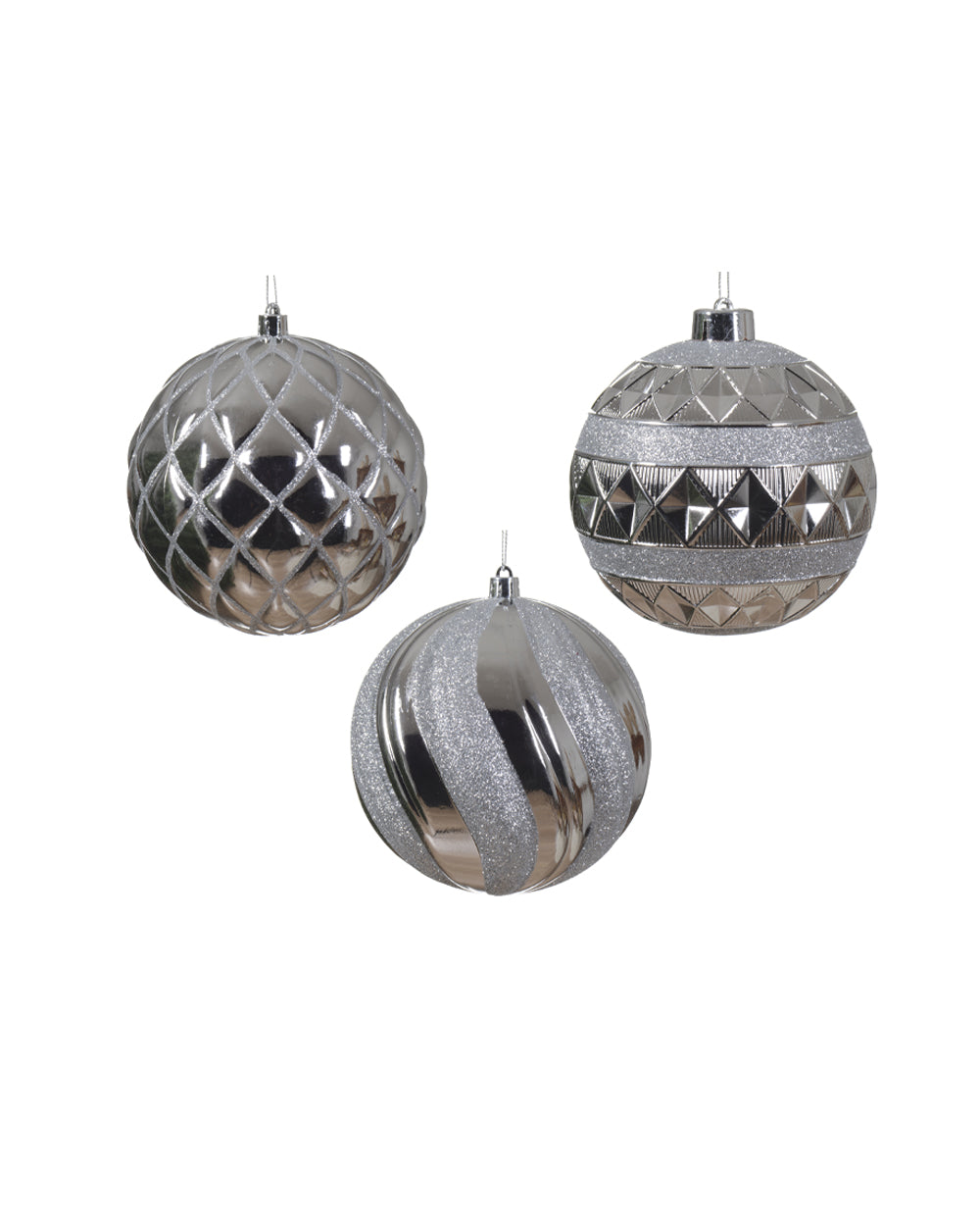 Homesmiths Decoris 12Cm Baubles Shatterproof Silver Assorted 1 Piece