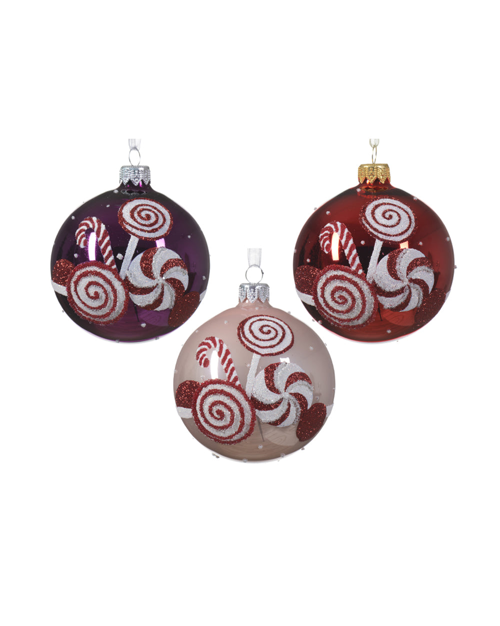 Homesmiths Decoris 8Cm Bauble Glass Enamel-Shiny Candy Assorted 1 Piece