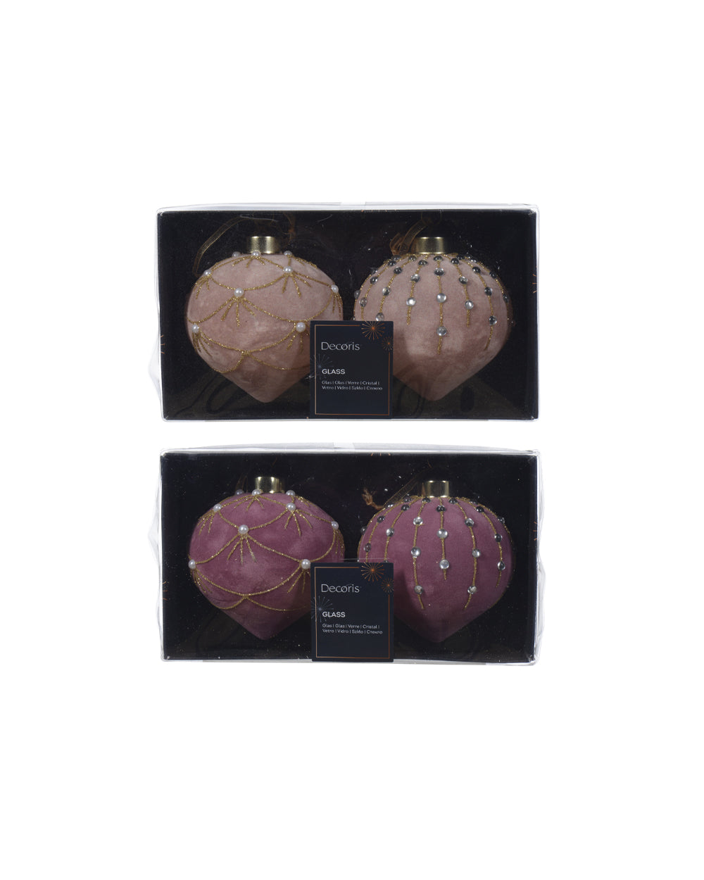 Homesmiths Decoris Onion Glass Flock Finish With Glitter, Gems & Pearls Mix Assorted 1 Piece