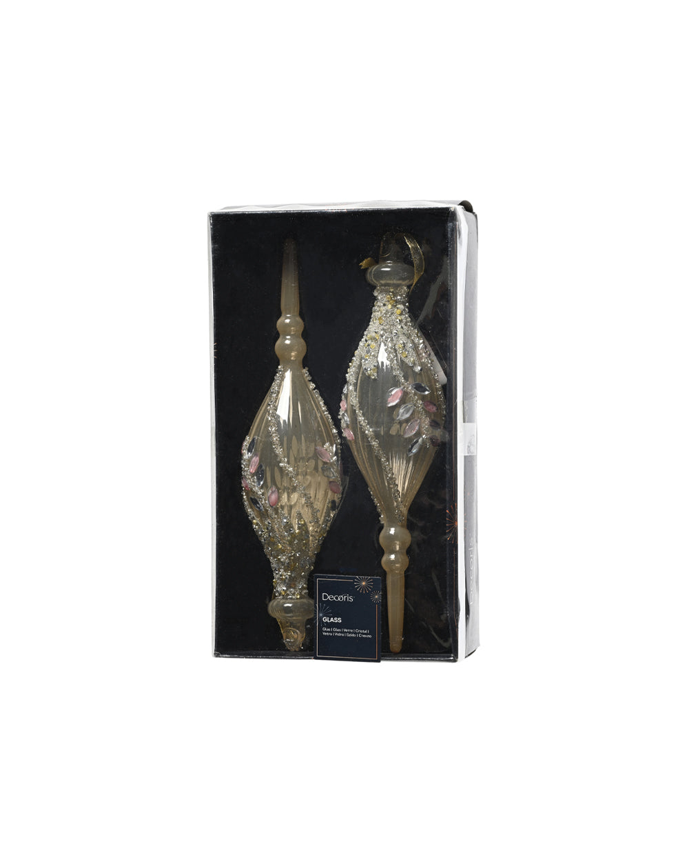Homesmiths Decoris Ornament With Gold & Silver Beads On Top With Pink & Transparent Diamonds