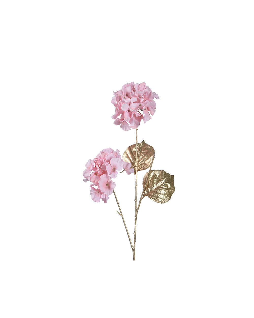 Homesmiths Decoris Hydrangea On Stem Polyester With Matt Gold Champange Leaf Blush Pink