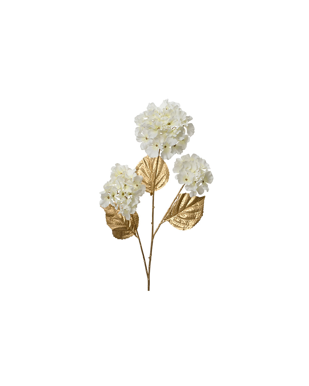 Homesmiths Decoris Hydrangea On Stem Polyester With Matt Gold Champange Leaf Off White