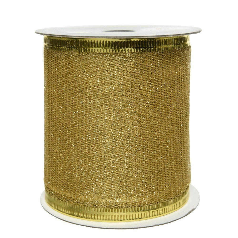 Kaemingk Decoris Ribbon Polyester Glitter Gold
