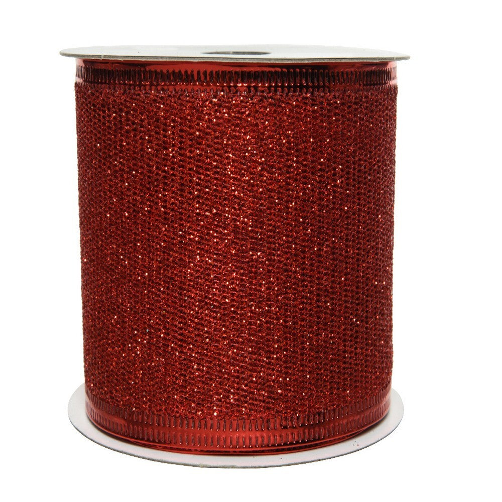 Kaemingk Decoris Ribbon Polyester Glitter Red