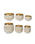 Homesmiths Decoris Tealightholder Iron Rim Polished Mat Brass Wool White Assorted 1 Set