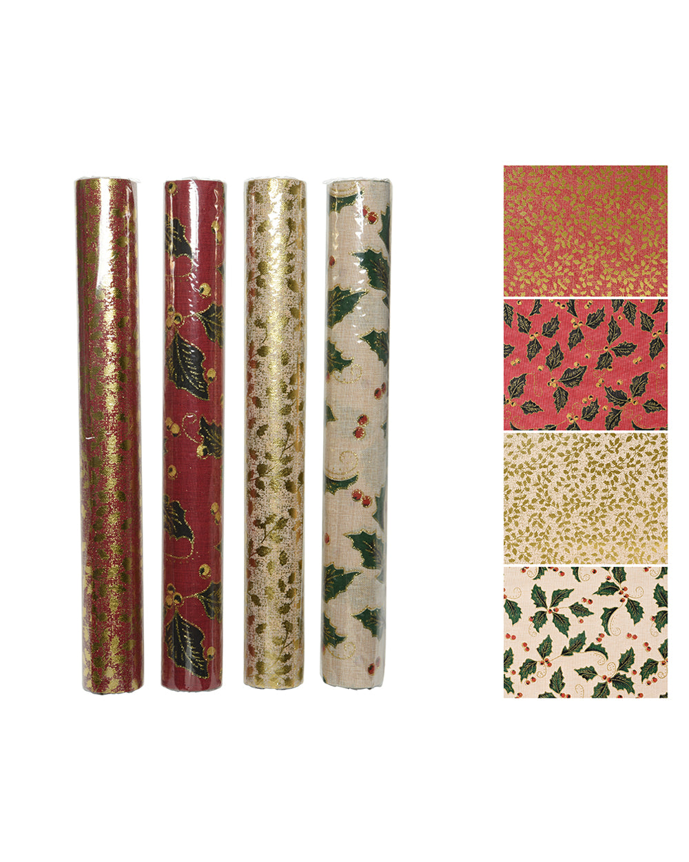 Homesmiths Decoris Fabric Polyester Rectangular Gold Foil Leaft & Cherry Berry Assorted 1 Piece