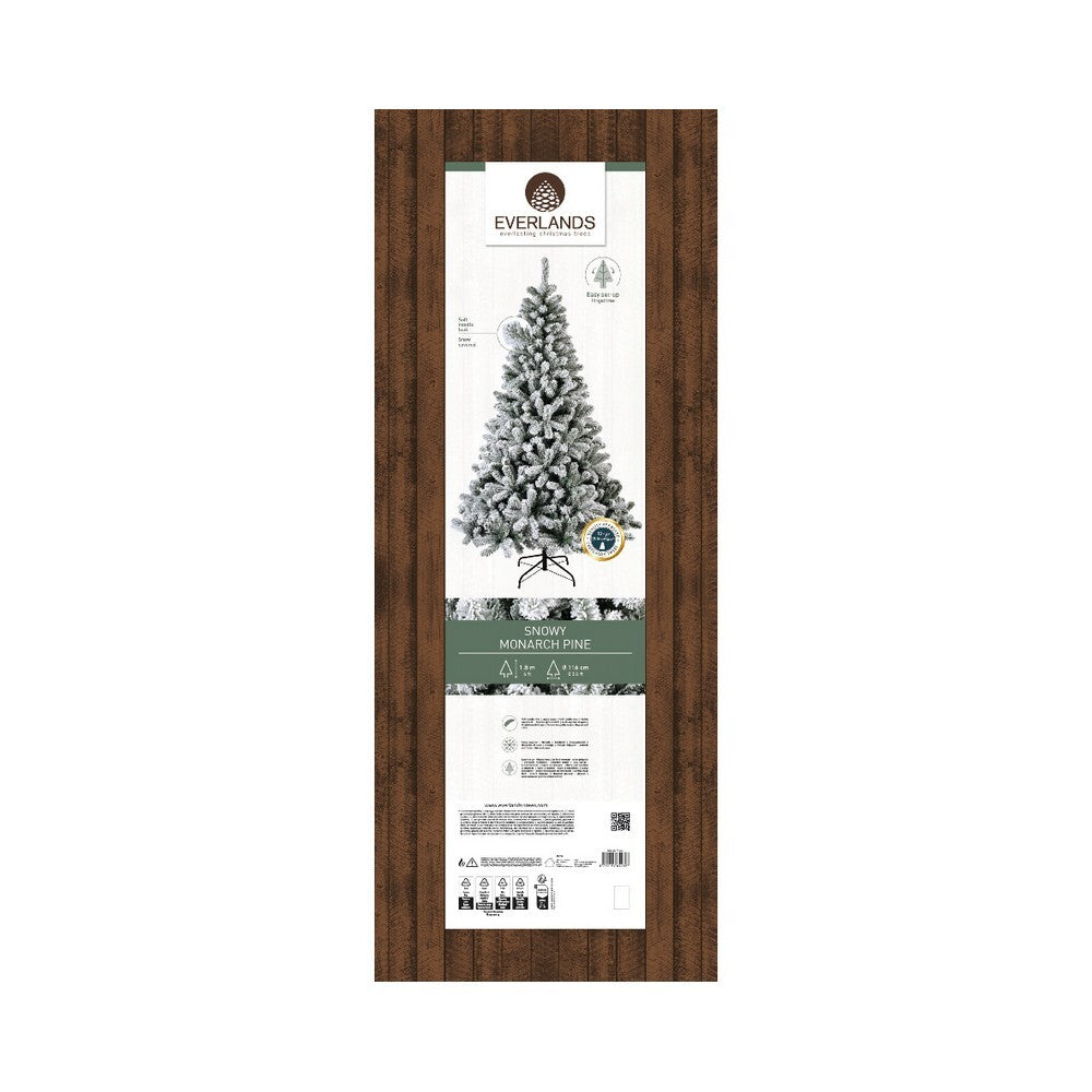 Kaemingk Decoris Monarch Pine – Snowy, 180cm, Christmas Holiday Tree, Festive Xmas Home Décor, Seasonal Floor Decoration, Evergreen Accent