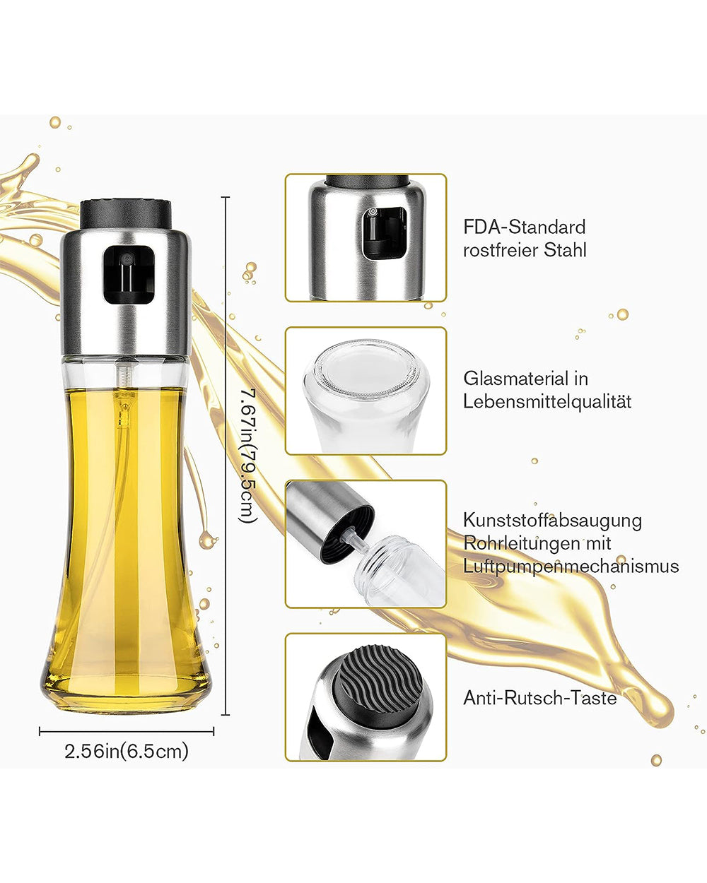 Fissman Oil Or Vinegar Bottle 180ML With Spray