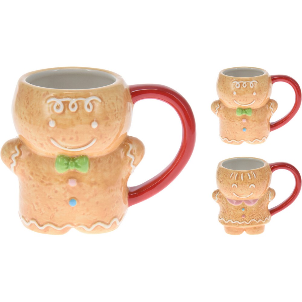 Koopman Gingerbread Brown Mug 10 cm – Christmas Holiday Drinkware, Festive Seasonal Coffee & Tea Cup, Xmas Kitchen Decor, Holiday Gift, Assorted Colors, 1 Piece
