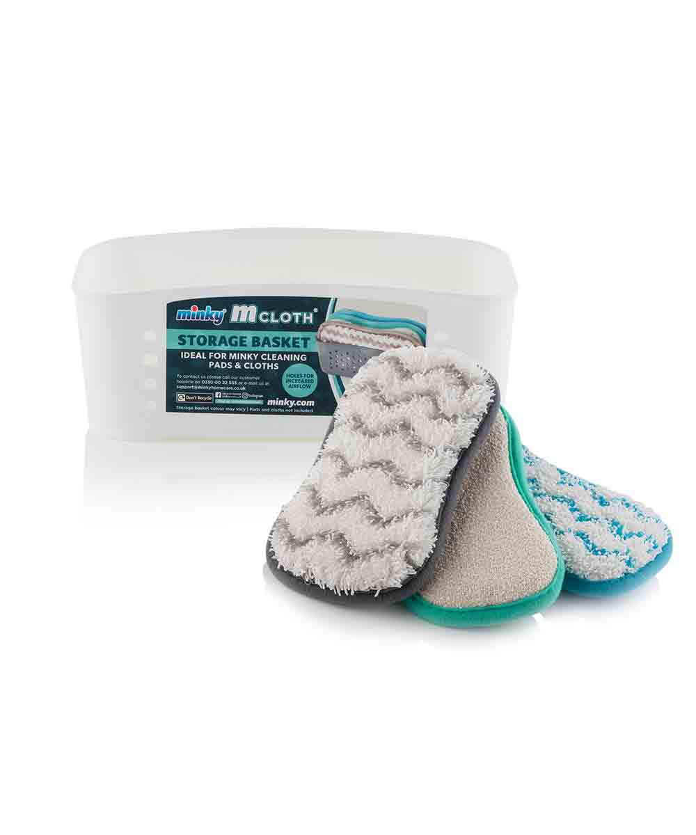Minky Microfiber Cloth Storage Basket Set with 3 pads White