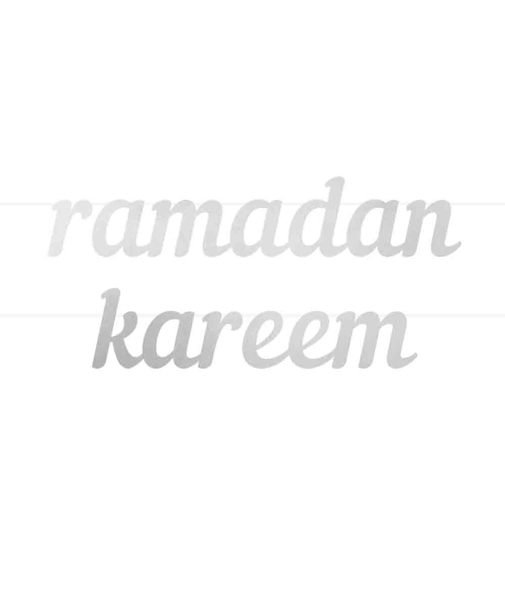 Peacock Ramadan Kareem Letter Banner Silver