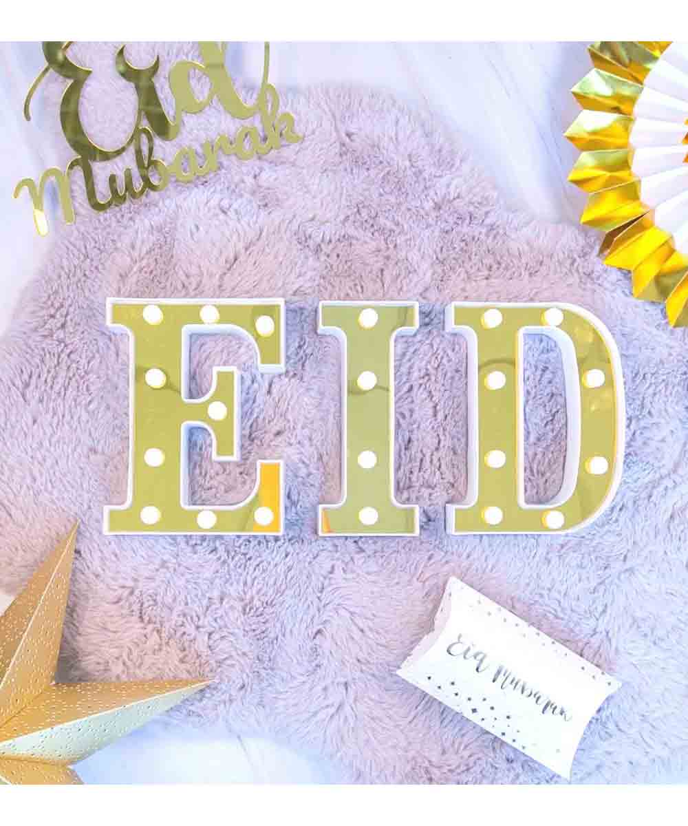 Peacock Eid LED Letter Lights Mirrored