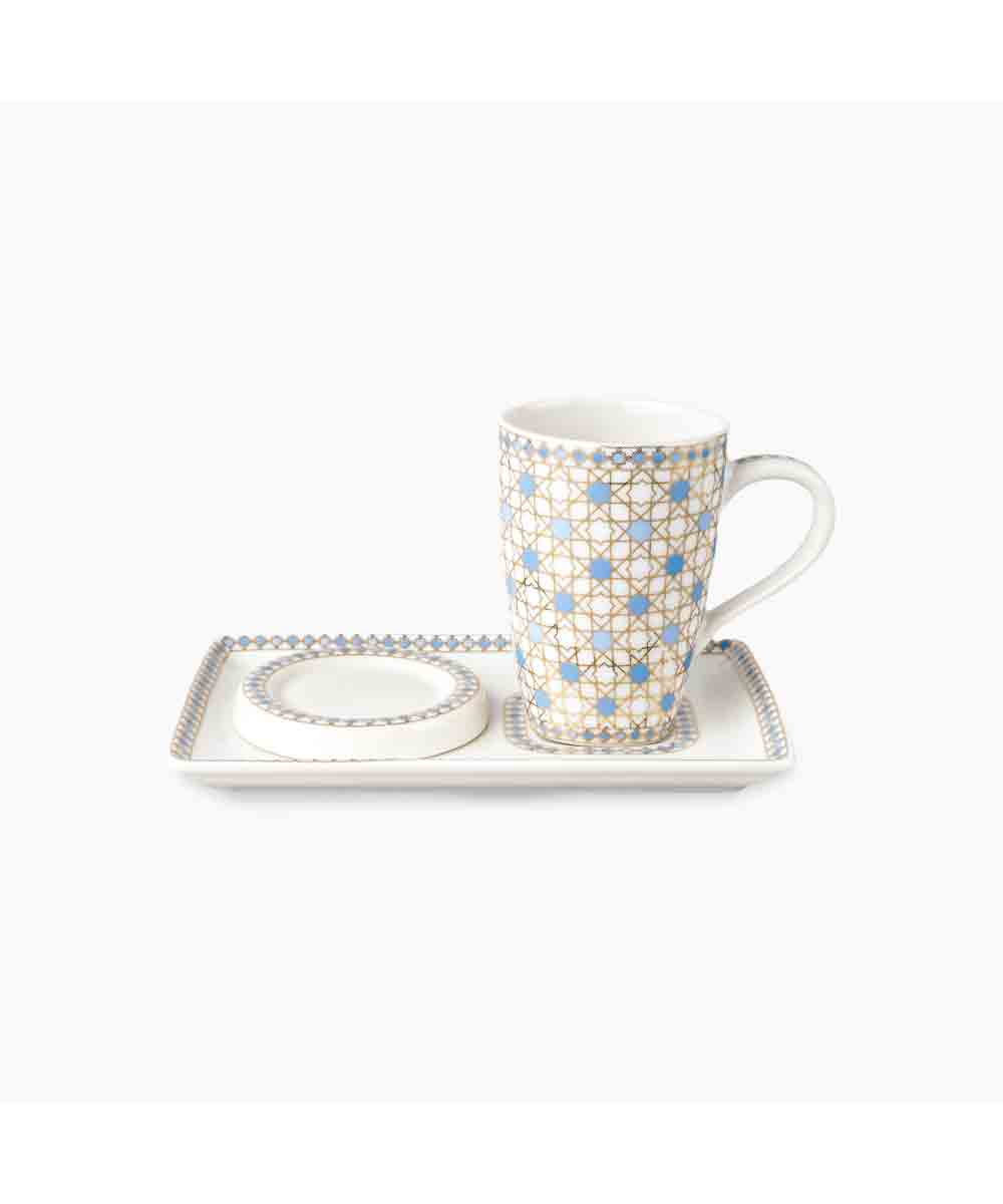 Rosa Arabesque Mug With Plate & Cover