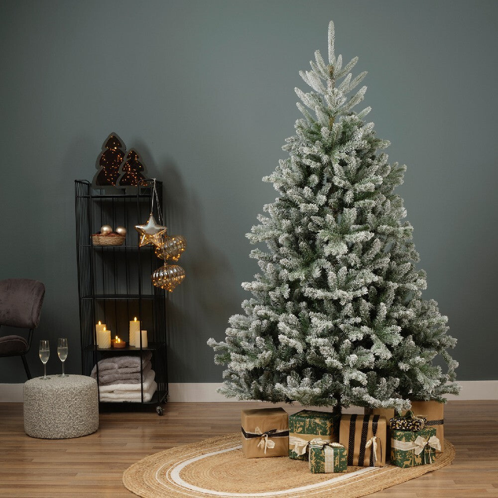 Kaemingk Alba Fir – Snowy, 180cm, Christmas Holiday Tree, Festive Xmas Home Décor, Seasonal Floor Decoration, Evergreen Accent