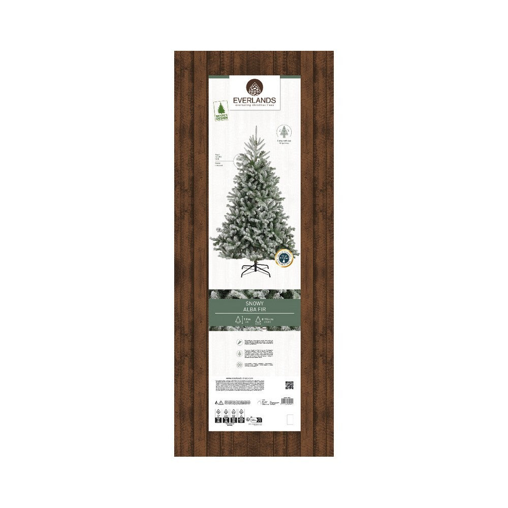 Kaemingk Alba Fir – Snowy, 180cm, Christmas Holiday Tree, Festive Xmas Home Décor, Seasonal Floor Decoration, Evergreen Accent