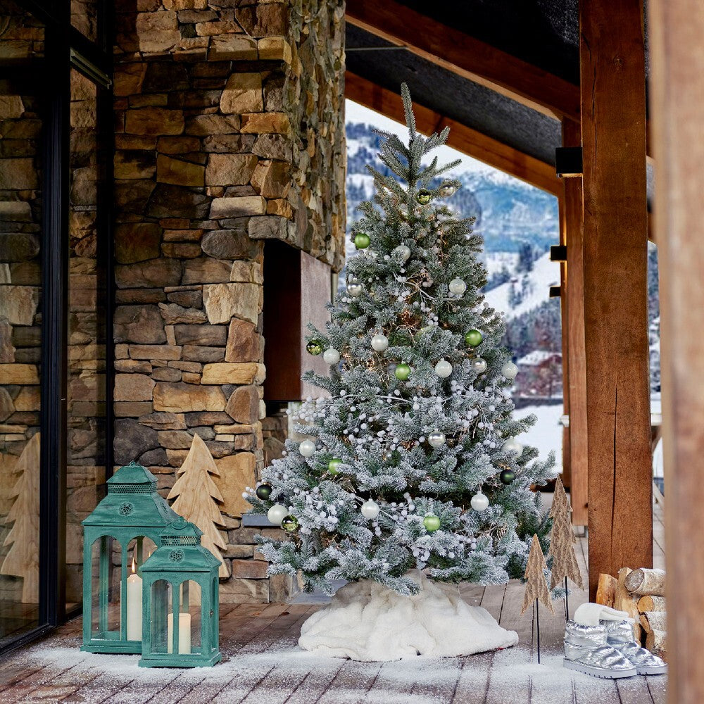 Kaemingk Alba Fir – Snowy, 210cm, Christmas Holiday Tree, Festive Xmas Home Décor, Seasonal Floor Decoration, Evergreen Accent