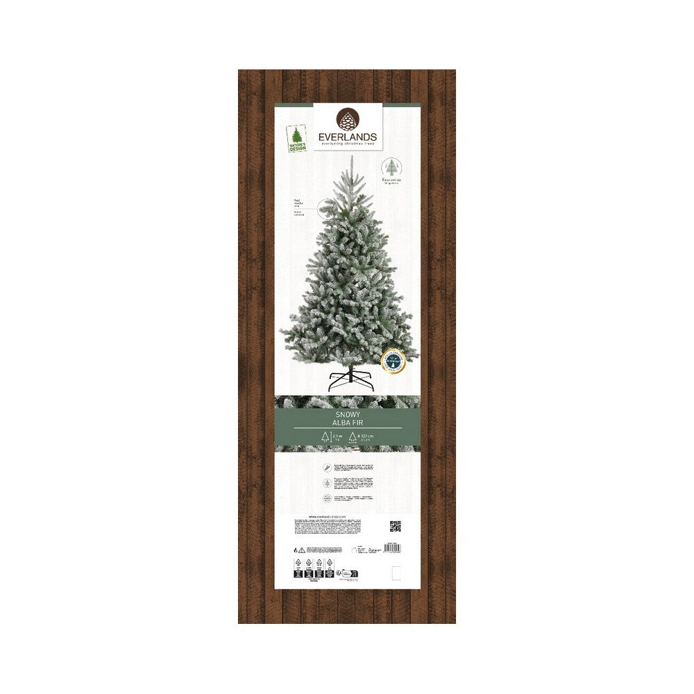 Kaemingk Alba Fir – Snowy, 210cm, Christmas Holiday Tree, Festive Xmas Home Décor, Seasonal Floor Decoration, Evergreen Accent