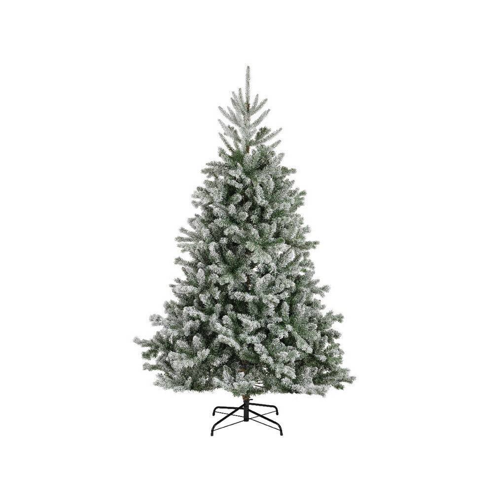 Kaemingk Alba Fir – Snowy, 210cm, Christmas Holiday Tree, Festive Xmas Home Décor, Seasonal Floor Decoration, Evergreen Accent