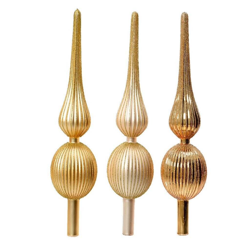 Kaemingk Treetopper Glass Matt 3Col Gold Ass