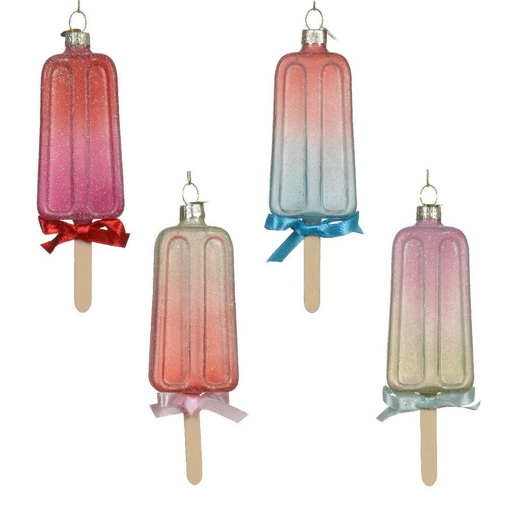 Kaemingk Ornament Glass W/ Bow On Stick 4 Asstd