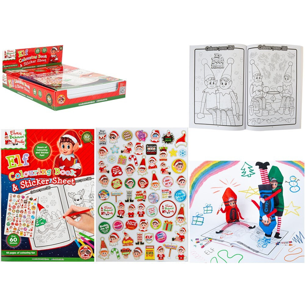 PMS Extra Large Elf Coloring Book with Stickers – Christmas Holiday Activity for Kids, Festive Seasonal Fun, Xmas Arts & Crafts, Holiday Gift, Elf-Themed Fun