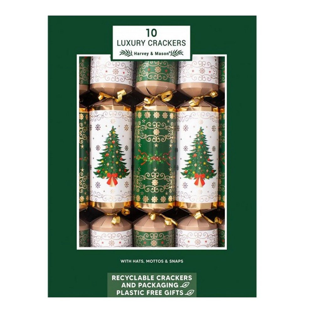 RSW 10 Luxury Tree and Wreath 14 Inch Christmas Crackers – Premium Holiday Party Favors and Seasonal Decor for Kids and Family, Perfect for Festive Celebrations and Gifts