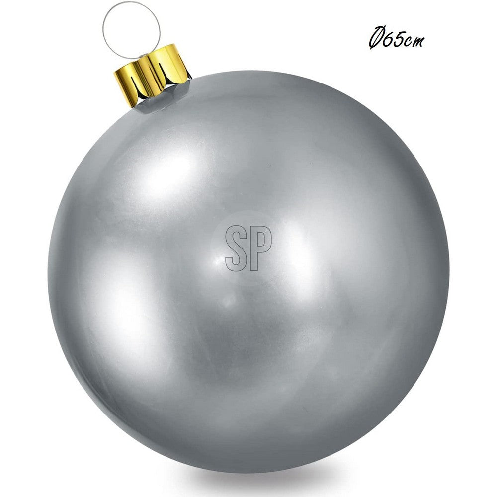 Koopman Inflatable Christmas Ball, Xmas Ornament, Holiday Seasonal Decoration for Tree, Home, Garden, Party & Festive Display –  65cm Silver