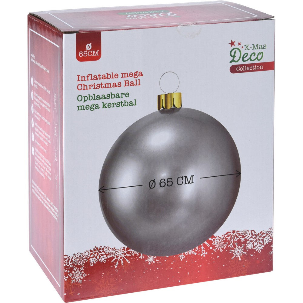 Koopman Inflatable Christmas Ball, Xmas Ornament, Holiday Seasonal Decoration for Tree, Home, Garden, Party & Festive Display –  65cm Silver