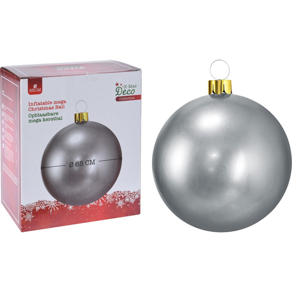 Koopman Inflatable Christmas Ball, Xmas Ornament, Holiday Seasonal Decoration for Tree, Home, Garden, Party & Festive Display –  65cm Silver