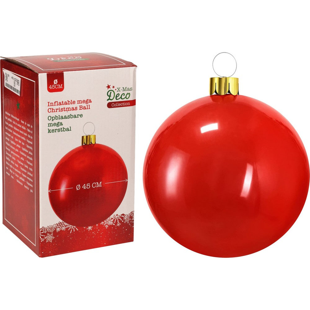 Koopman Inflatable Christmas Ball, Xmas Ornament, Holiday Seasonal Decoration for Tree, Home, Garden, Party & Festive Display –  45cm Red