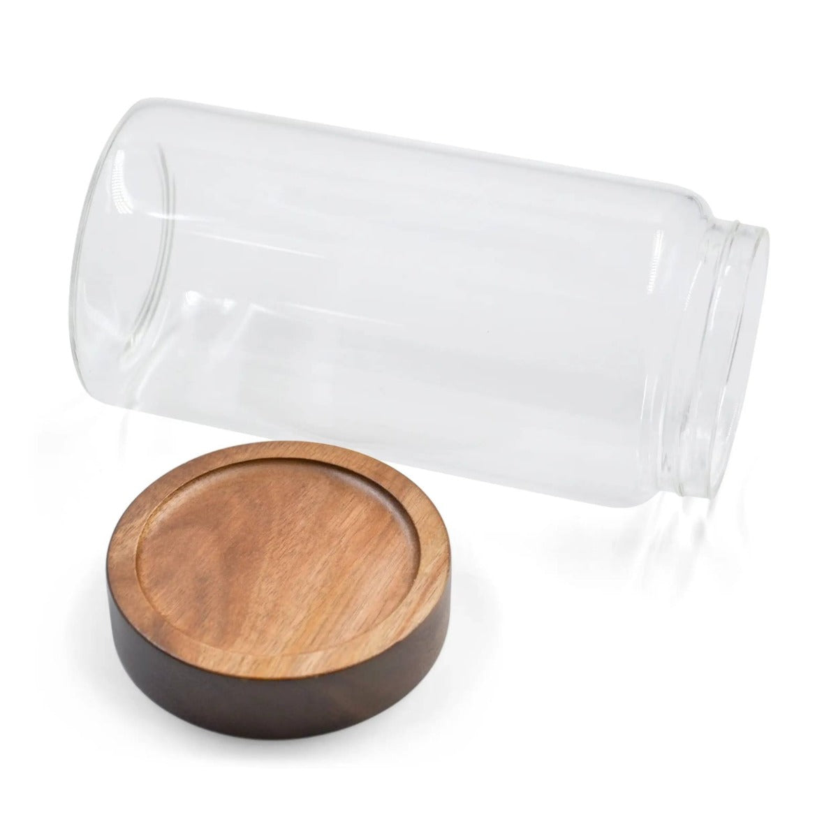 Tidy Wood Glass Jar 1400ML 1 Piece