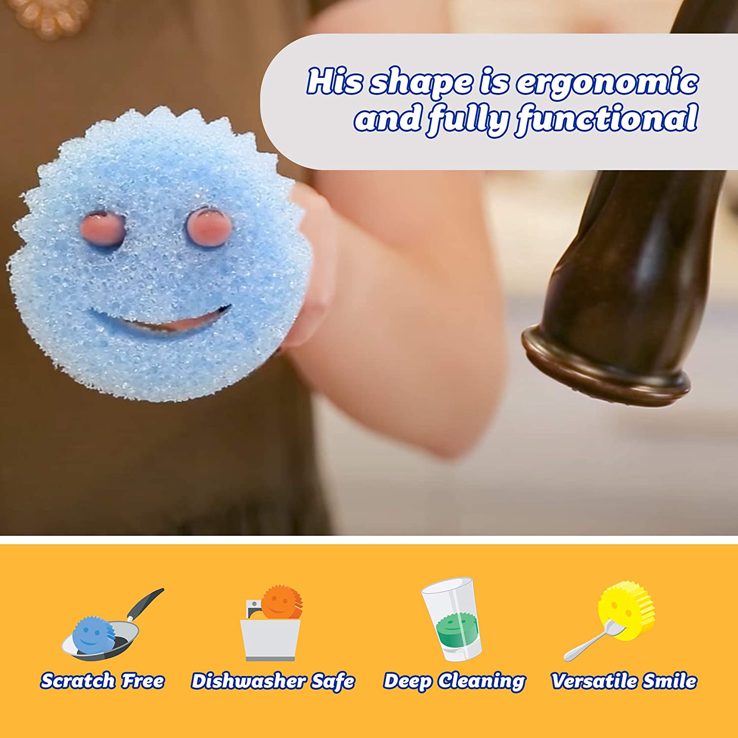 Scrub Daddy Original All Purpose Color Cleaning Sponge Multi-Pack Set Of 4 Assorted