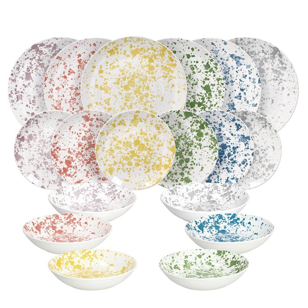 Tognana Madison Apulia 18-Piece Tableware Set – Elegant Porcelain Dinnerware Set for 6 Persons, Plates, Bowls & Cups, Modern Design for Home & Dining