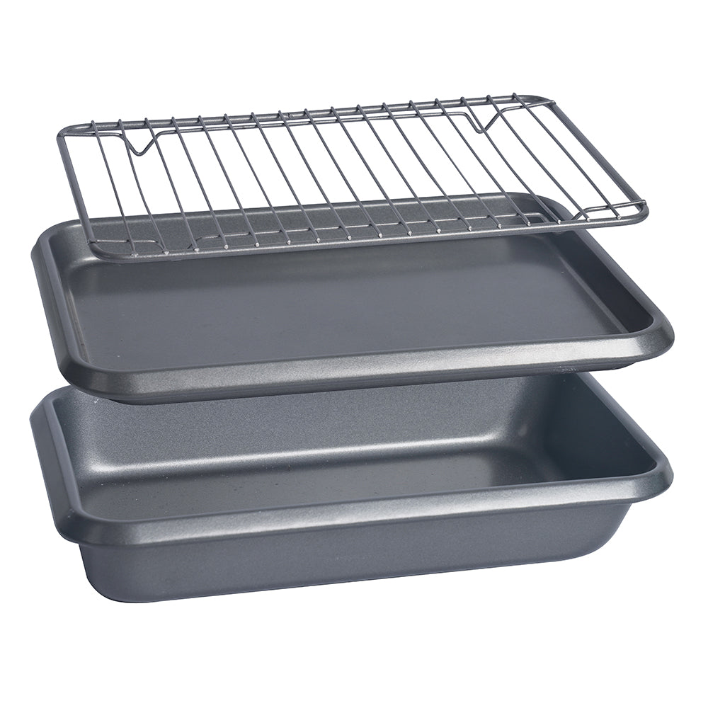 Baker's Secret Essential Toaster Oven Set – Non-Stick Mini Bakeware for Compact Ovens, Ideal for Toasting, Baking & Roasting, Oven-Safe