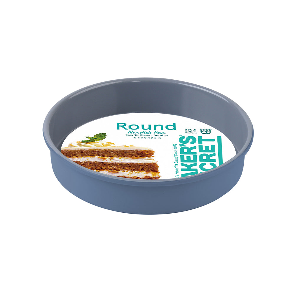 Baker's Secret Round Baking Pan with Two-Tone Non-Stick Cake Tin, Even Heat Distribution, Ideal for Baking Cakes, Pies & Desserts