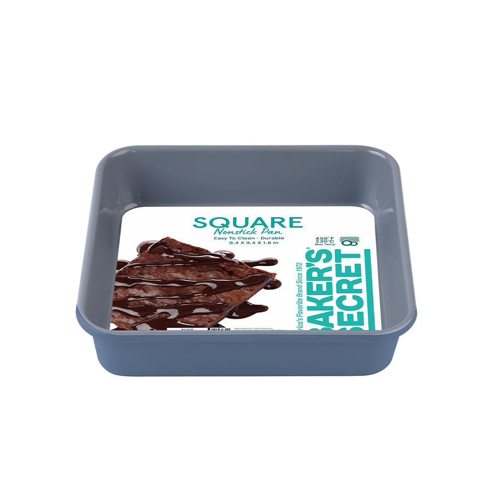 Baker's Secret Two-Tone Square Baking Pan - Non-Stick Cake Tin, Heavy-Duty Carbon Steel, Ideal for Brownies, Cakes & Roasting
