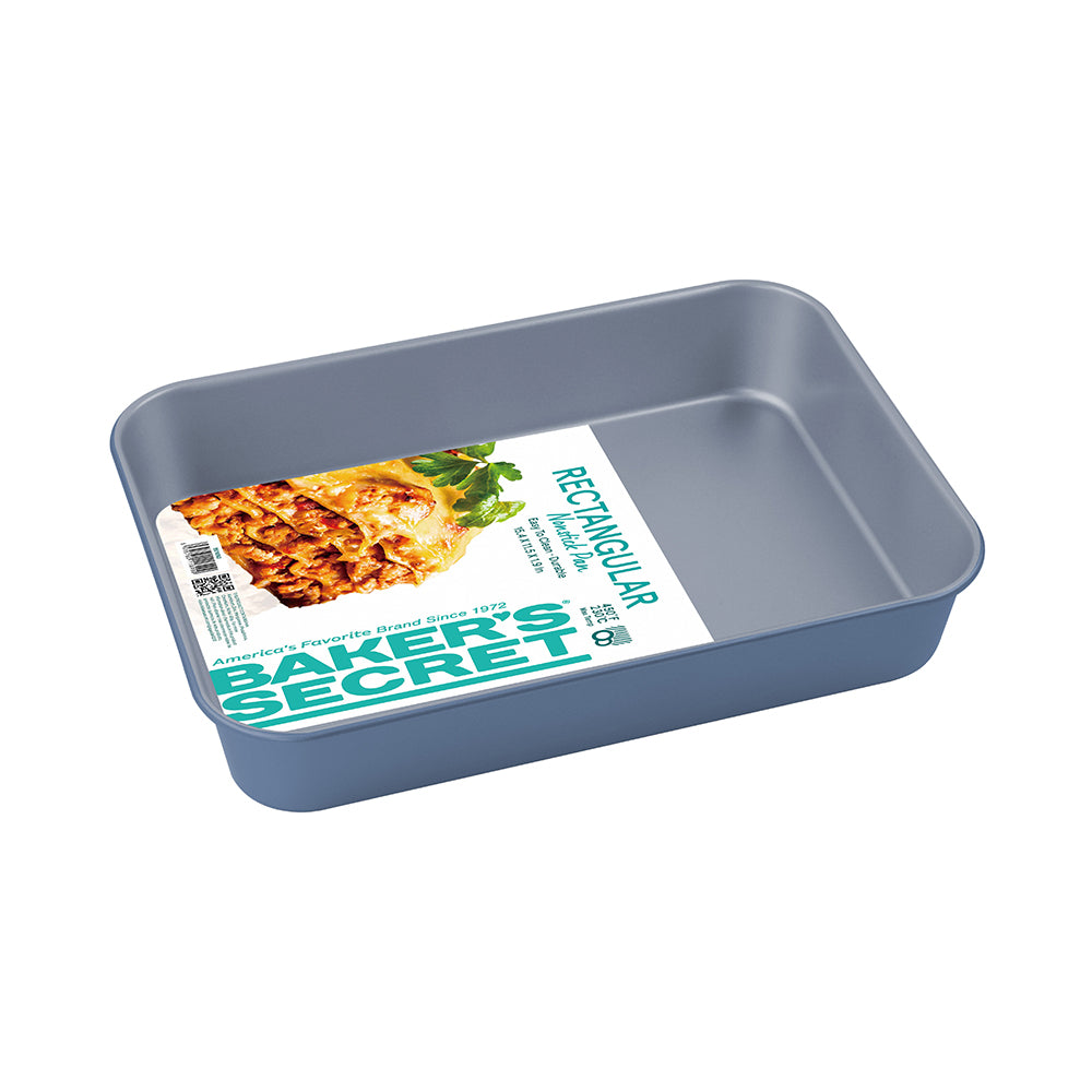 Baker's Secret Two-Tone Rectangular Baking Pan –  Non-Stick Roasting Tray, Heavy-Duty Carbon Steel, Ideal for Lasagna, Roasting & Baking