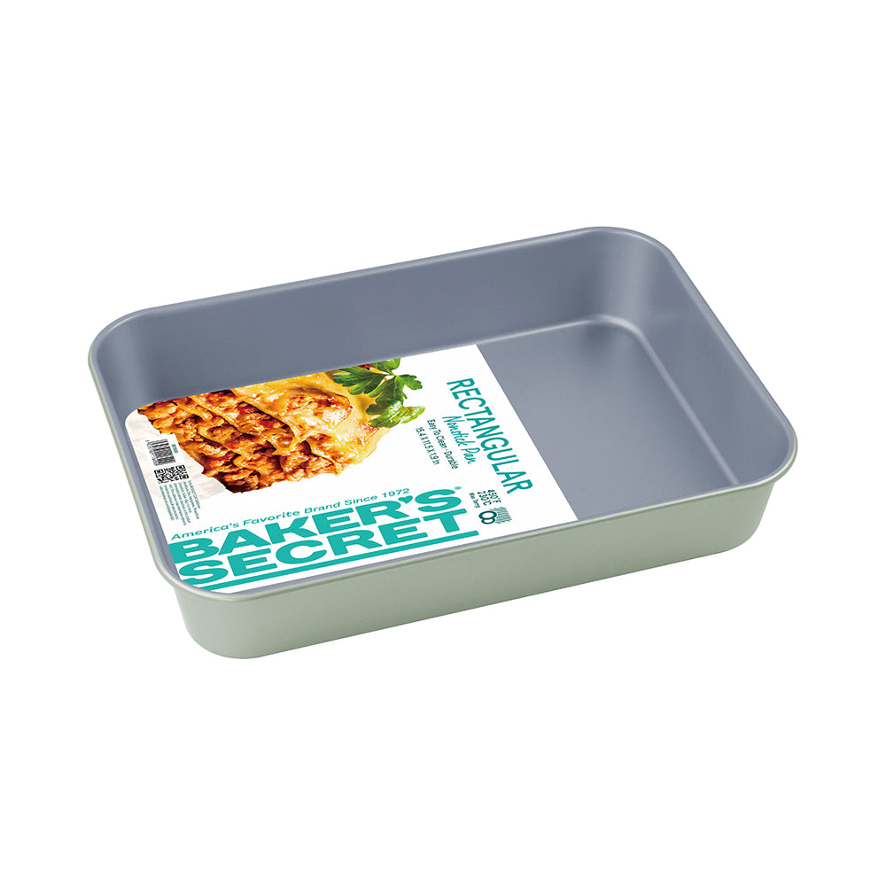 Baker's Secret Two-Tone Rectangular Baking Pan –  Non-Stick Roasting Tray, Heavy-Duty Carbon Steel, Ideal for Lasagna, Roasting & Baking