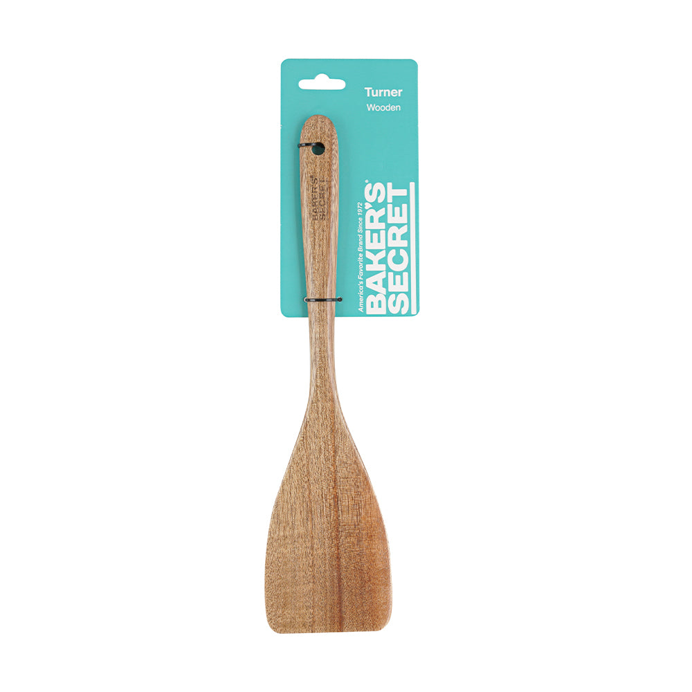 Baker's Secret 33cm Wooden Turner – Eco-Friendly Kitchenware for Flip, Stirring & Non-Scratch Cooking