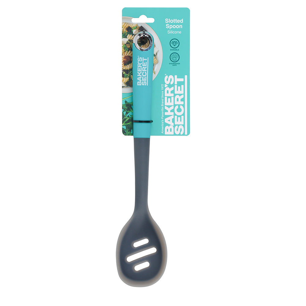Baker's Secret Platinum Silicone Slotted - Heat-Resistant Kitchenware for Draining, Serving & Non-Scratch Utensil