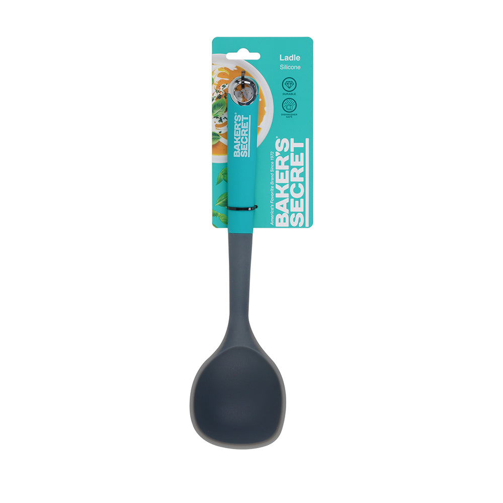 Baker's Secret 32cm Platinum Silicone Ladle – Heat-Resistant Kitchenware for Serving, Scooping & Non-Scratch Cooking