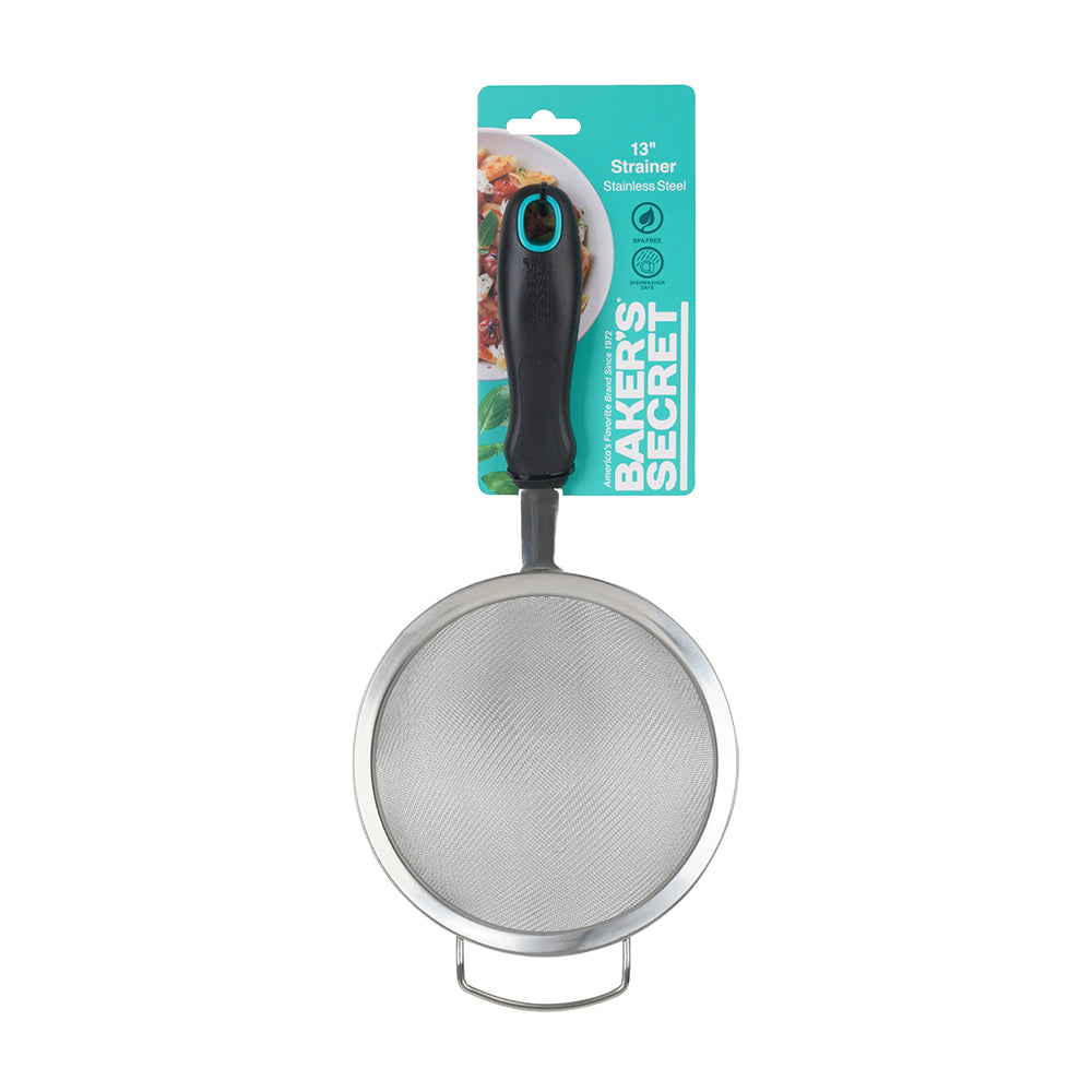 Baker's Secret 33cm Stainless Steel Strainer – Durable Kitchen Accessory for Straining, Sifting & Food Preparation