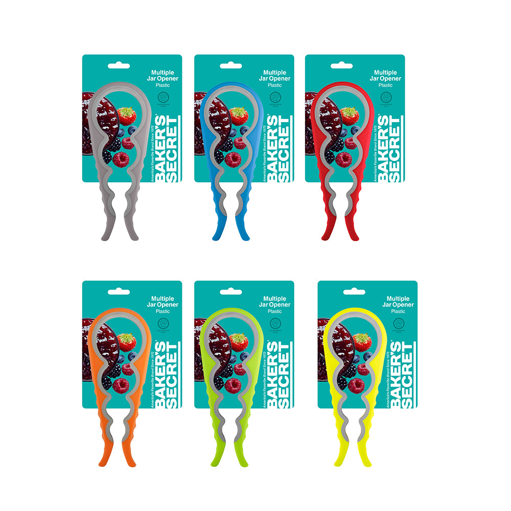 Baker's Secret 23cm Multiple Jar Opener – Handy Kitchen Accessory for Easy, Safe & Efficient Jar Opening, Assorted - 1 pc