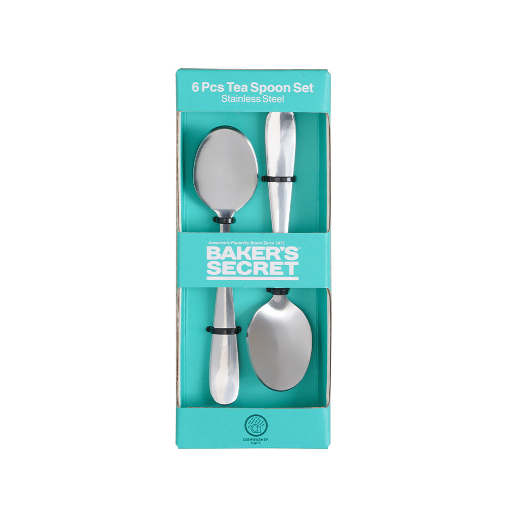 Baker's Secret 6pcs Stainless Steel Tea Spoon Set 14cm – Durable Kitchen Accessories for Stirring, Serving & Everyday Use