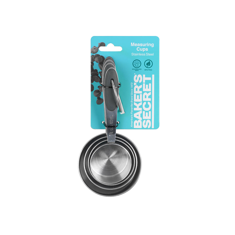 Baker's Secret 4pcs Stainless Steel Measuring Cup Set – Durable Kitchen Accessories for Accurate Measuring & Baking