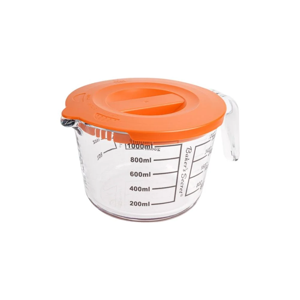 Baker's Secret 1000ml Measuring Cup with Plastic Lid – Durable Kitchen Accessory for Precise Measuring & Spill-Proof Storage