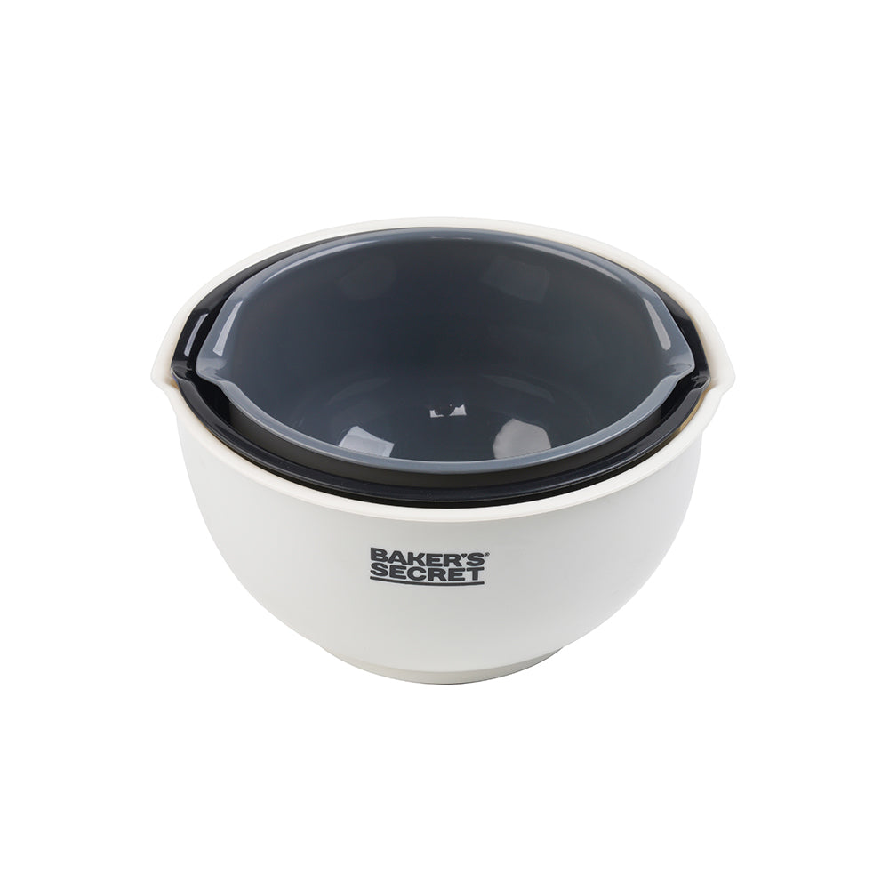 Baker's Secret 3pcs 9.2 Inch  Mixing Bowl Set – Durable Kitchen Tools for Mixing, Preparing & Serving