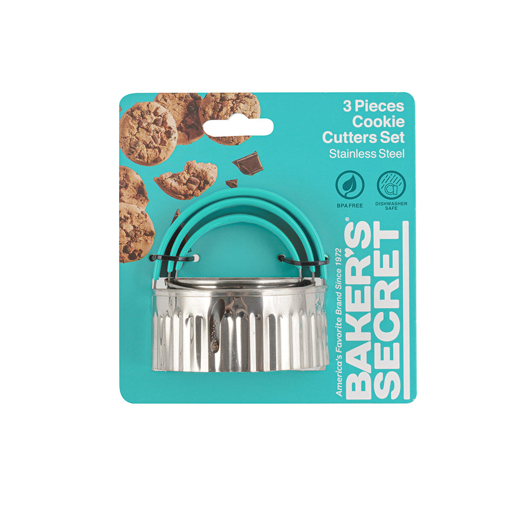 Baker's Secret 3pcs Stainless Steel Cookie Cutter Set – Durable Kitchen Tools for Baking, Shaping & Food Preparation