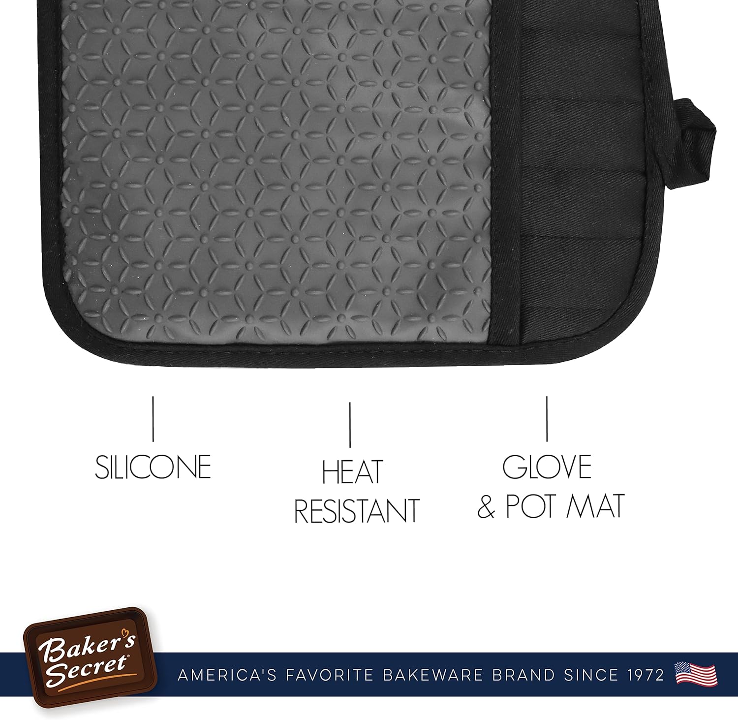 Baker's Secret 8.8 Inch Silicone Pot Holder – Heat-Resistant Kitchen Tool for Safe Handling & Cooking